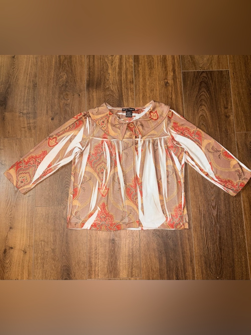 Simply Irresistible Vintage Boho Paisley Collared Babydoll Top